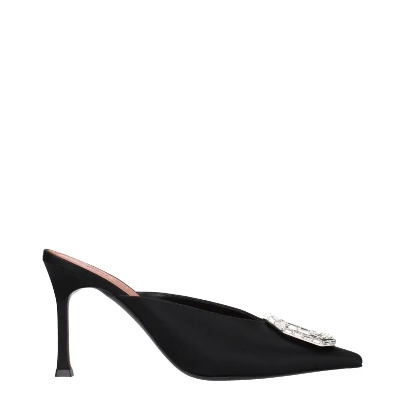 Amina Muaddi Black Satin High Heel Pumps sold by Siebentaschen