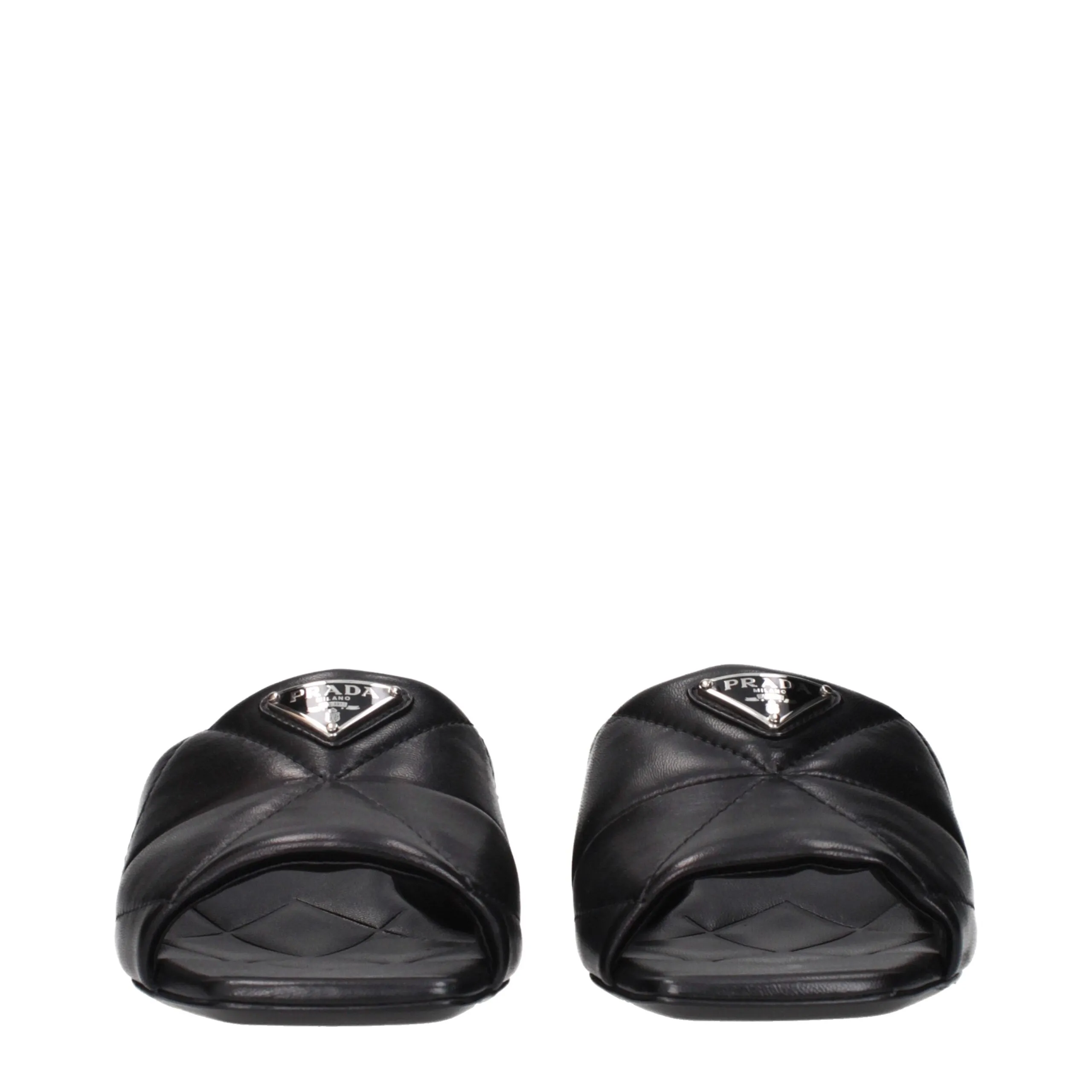 Prada Black Leather Flat Sandals sold by Siebentaschen product image thumbnail 3