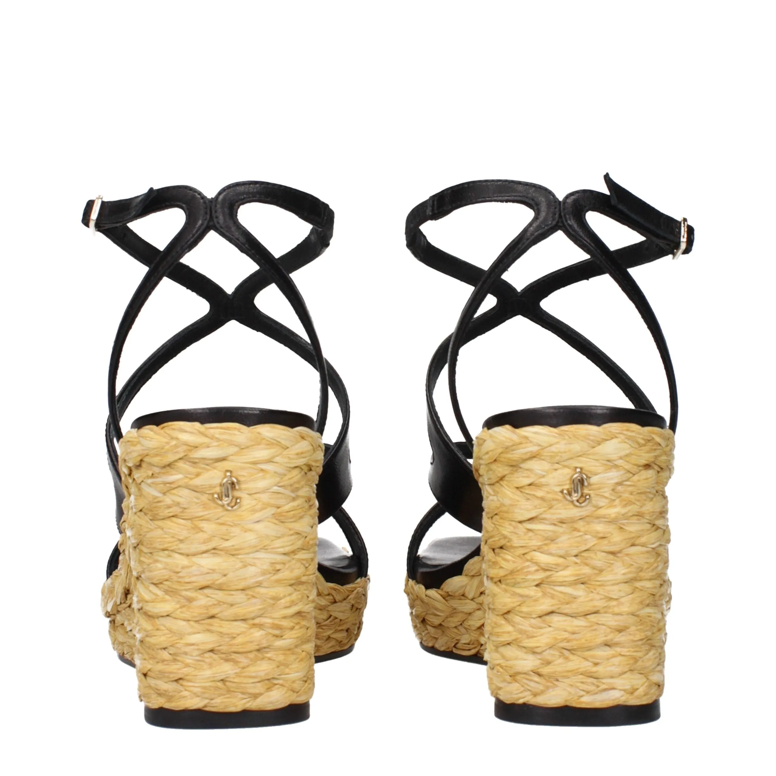Jimmy Choo Black Leather Wedge Sandals sold by Siebentaschen product image thumbnail 5