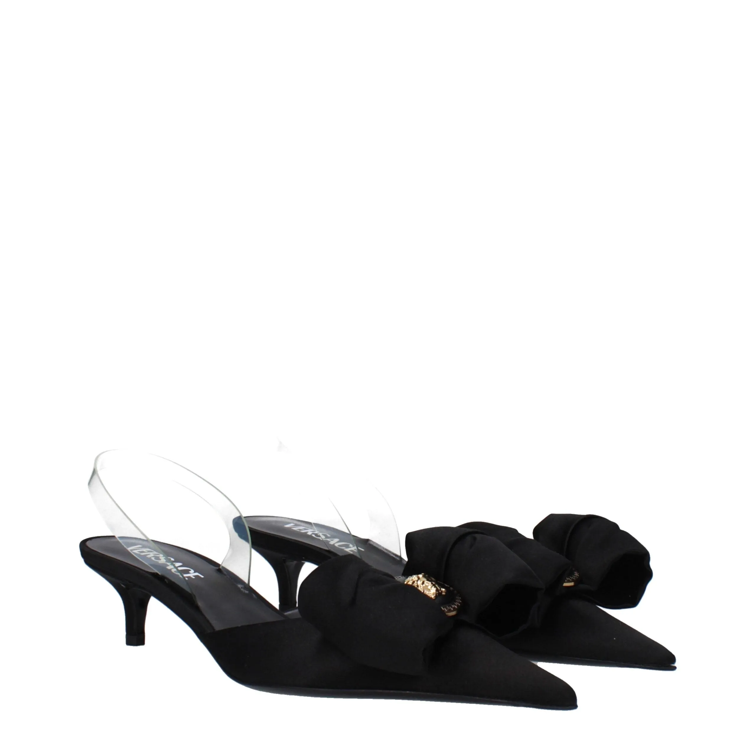 Versace Black Satin Flat Sandals sold by Siebentaschen product image thumbnail 2