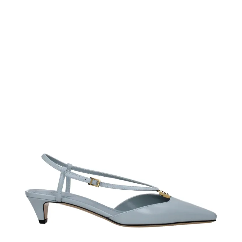 Fendi Light Blue Leather Flat Sandals sold by Siebentaschen