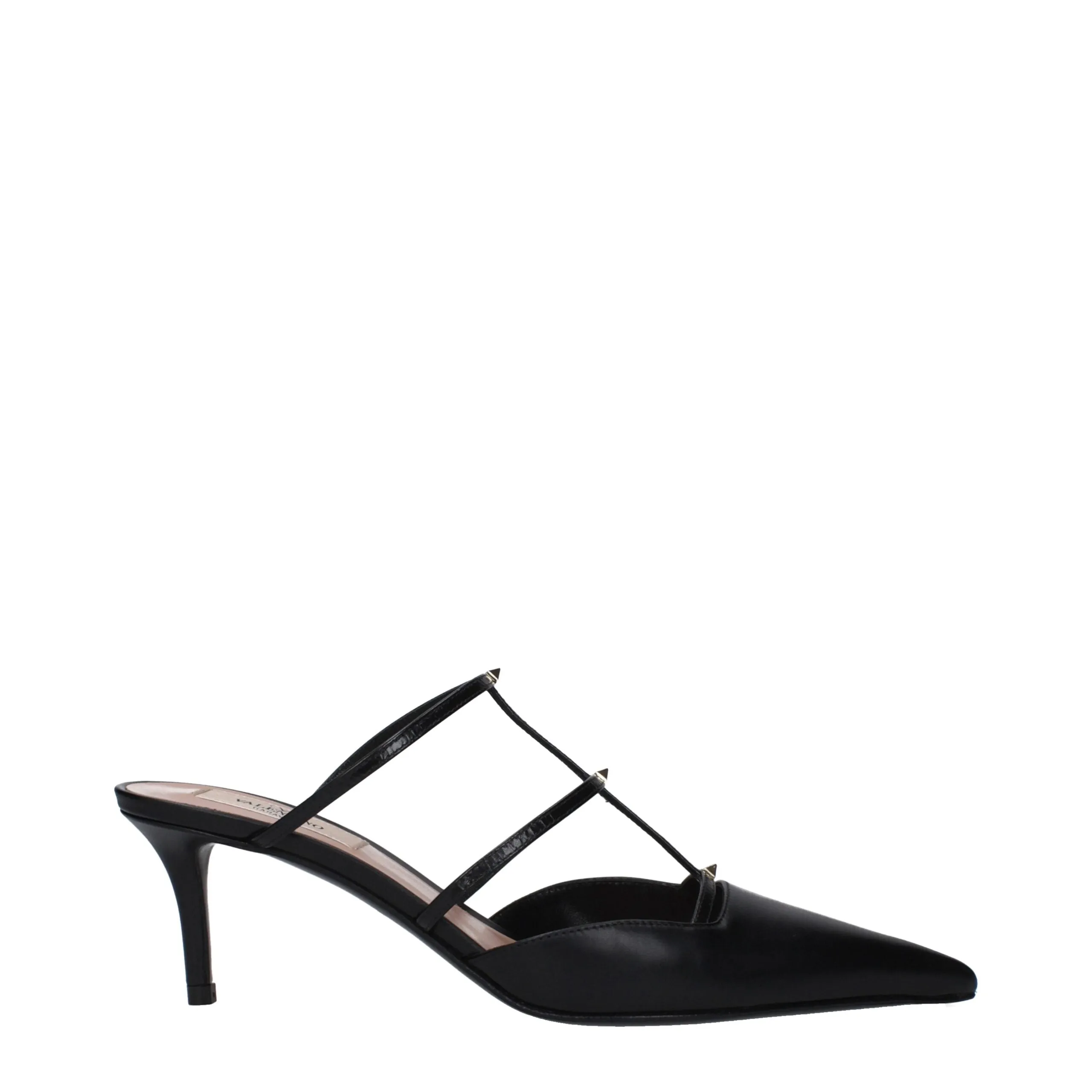 Valentino Garavani Black Leather Flat Sandals sold by Siebentaschen