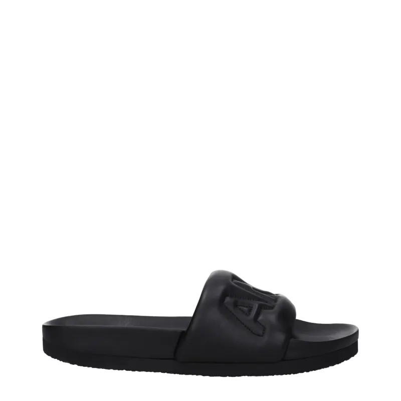 Ambush Black Leather Slippers sold by Siebentaschen