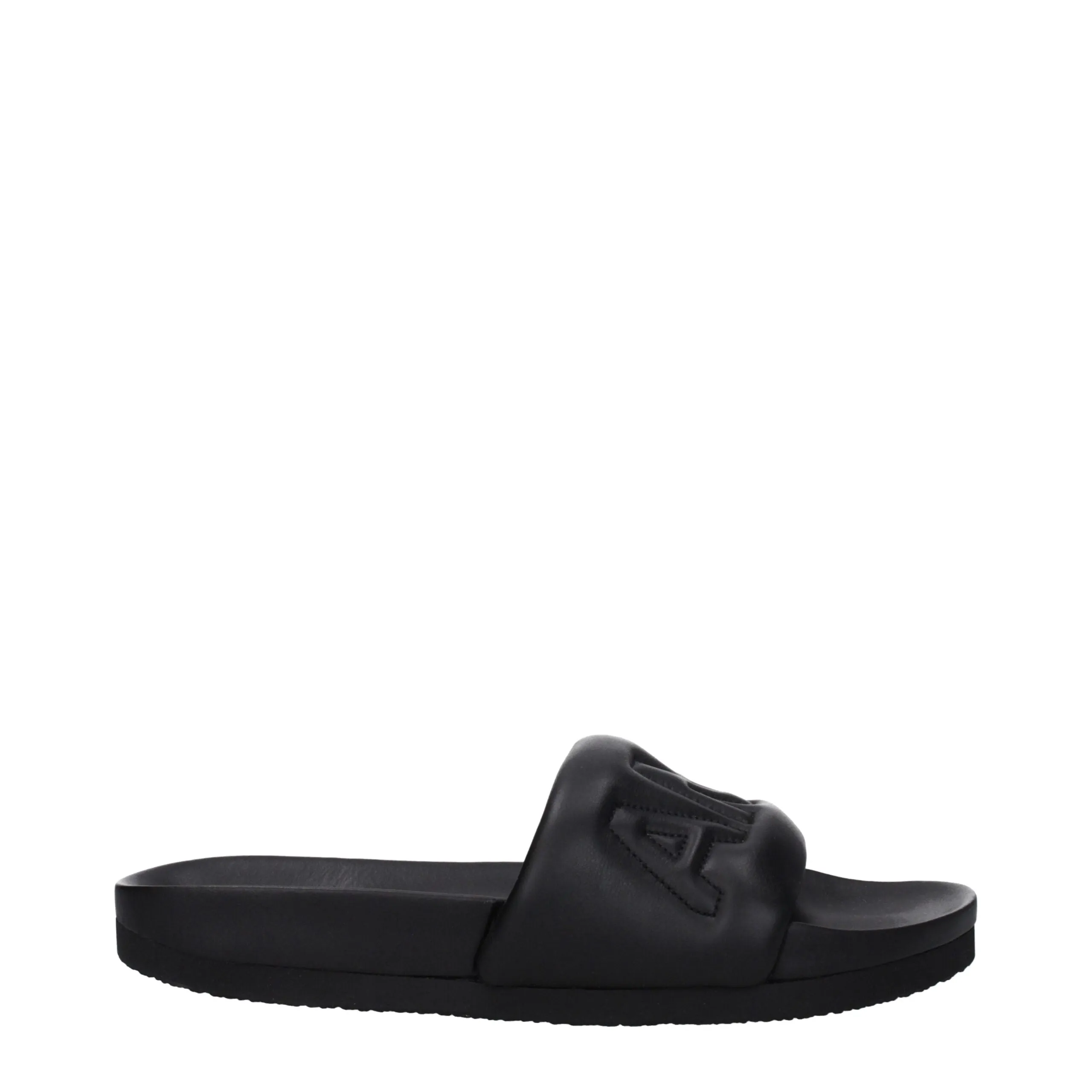 Ambush Black Leather Slippers sold by Siebentaschen