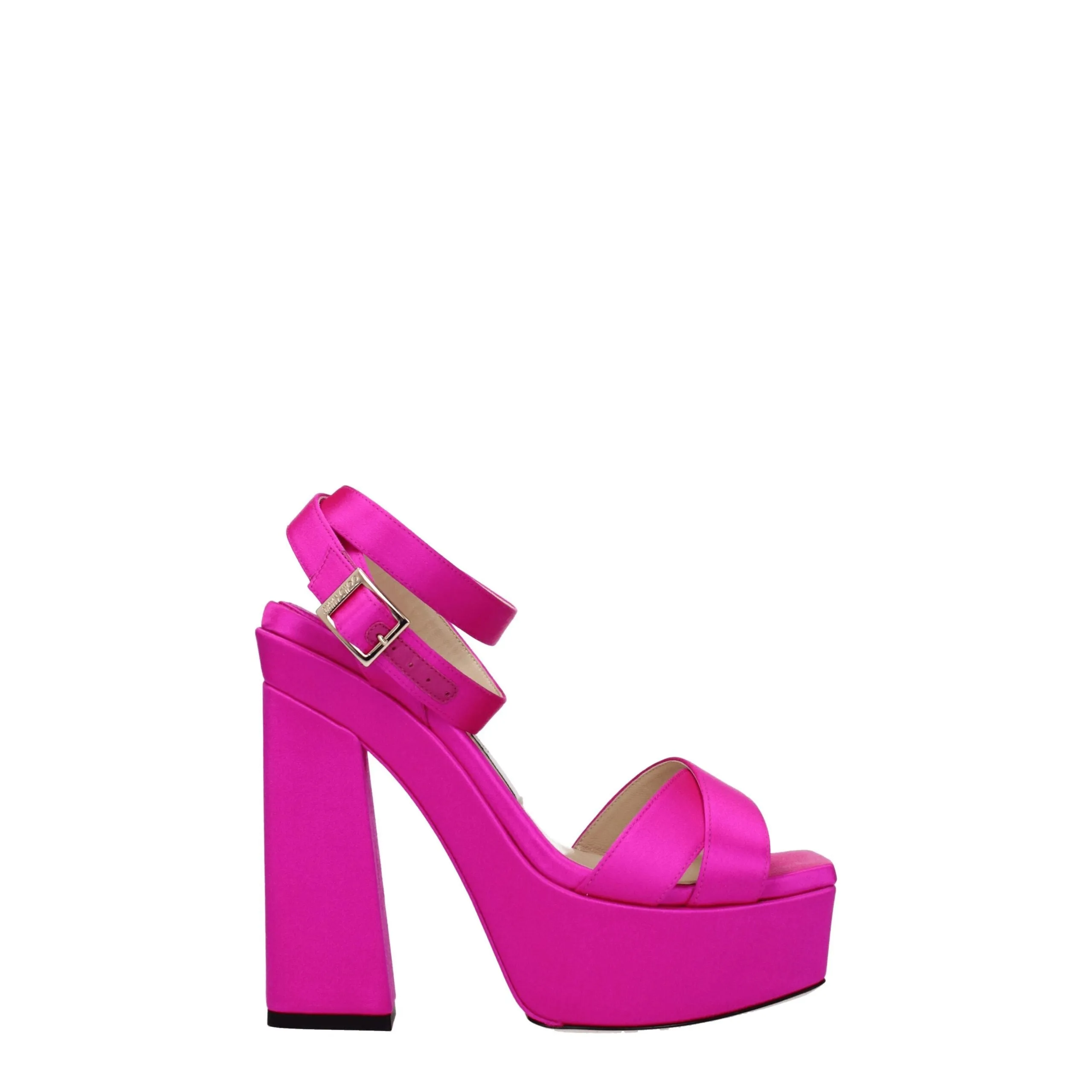 Jimmy Choo Pink Satin Platform Sandals sold by Siebentaschen