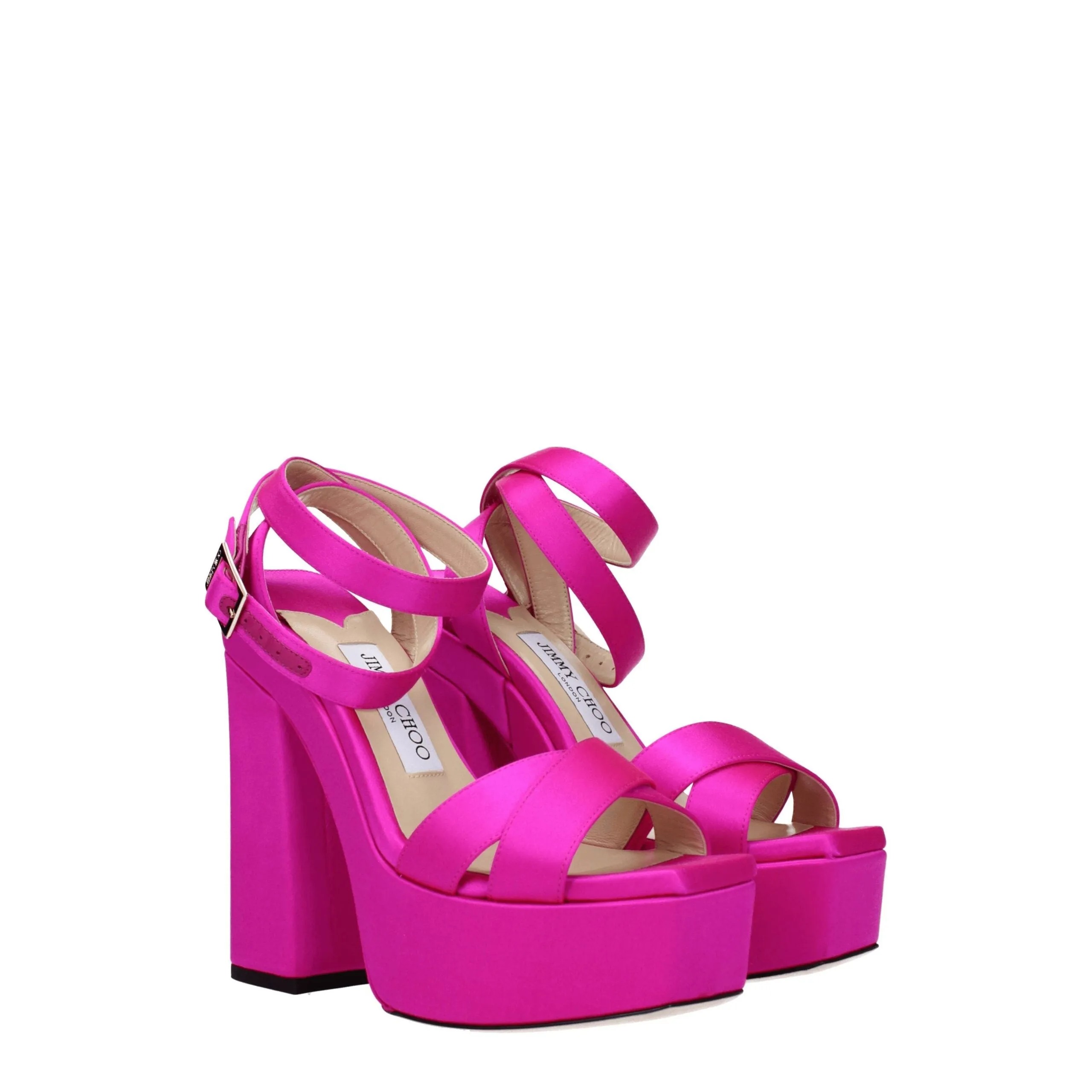 Jimmy Choo Pink Satin Platform Sandals sold by Siebentaschen product image thumbnail 2