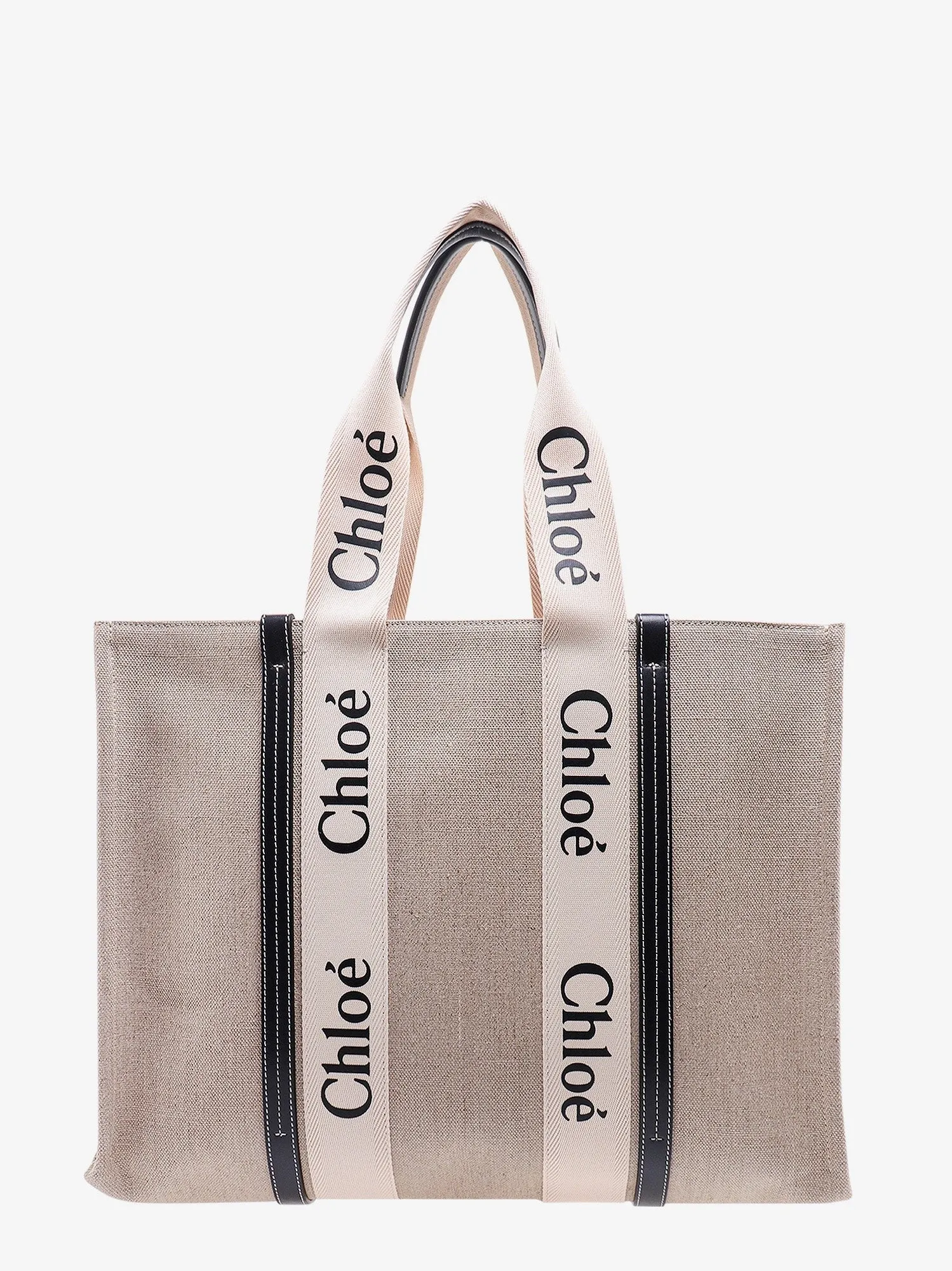 CHLOE' Linen shoulder bag with logo print sold by Siebentaschen