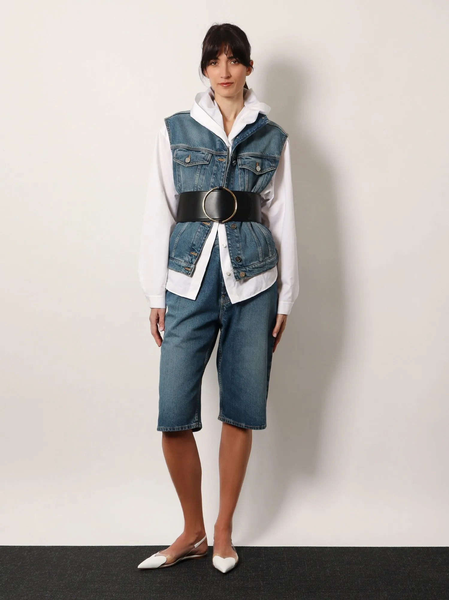 ALAIA Stone washed denim sleeveless jacket sold by Siebentaschen product image thumbnail 2