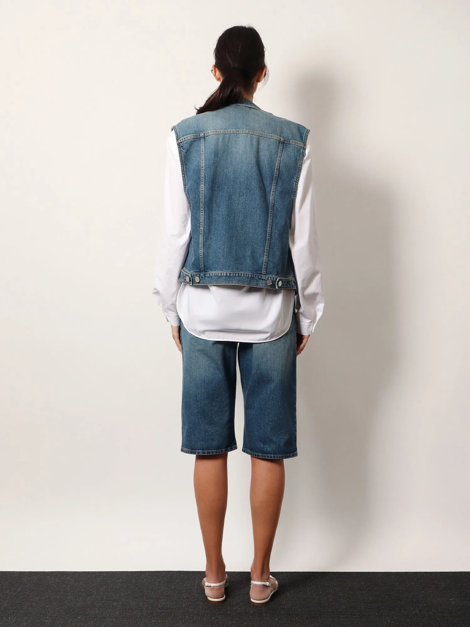 ALAIA Stone washed denim sleeveless jacket sold by Siebentaschen product image thumbnail 3