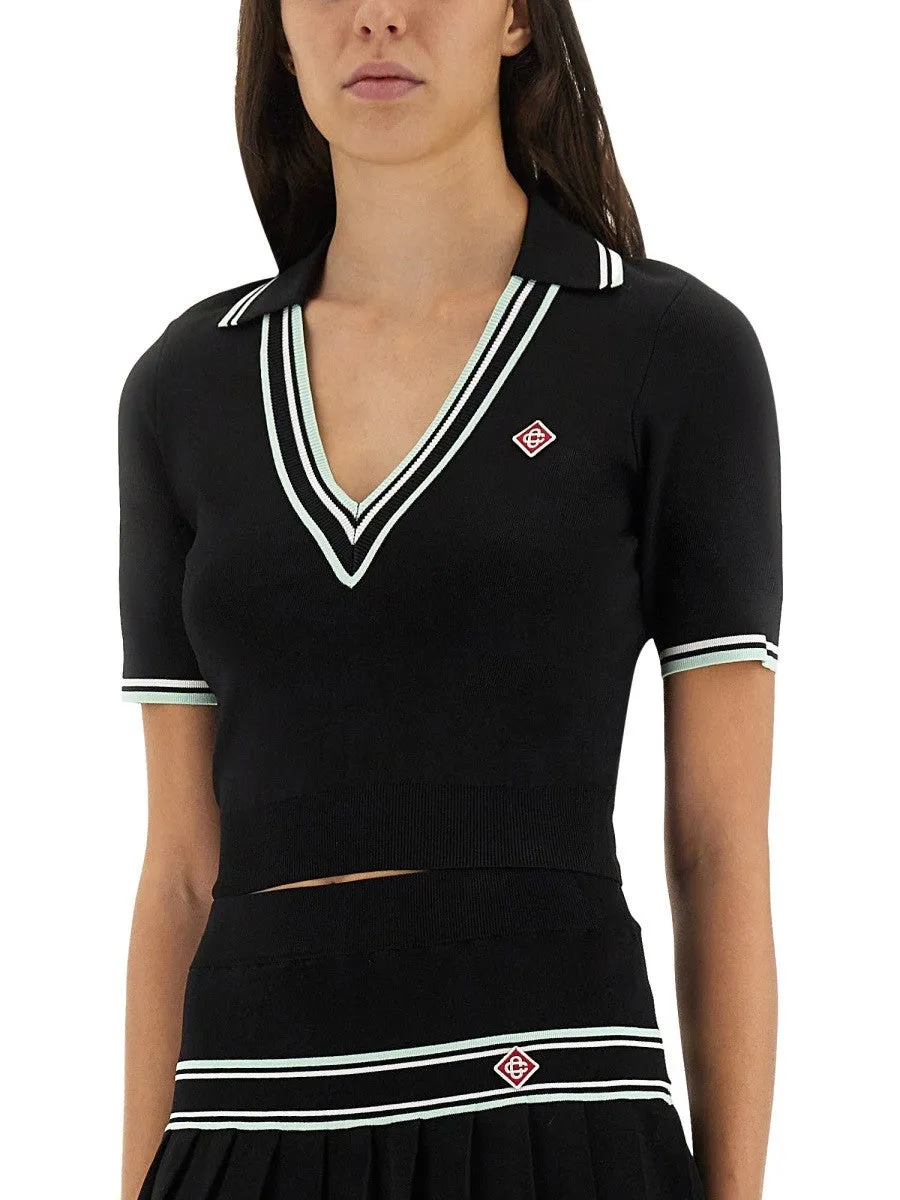 CASABLANCA VISCOSE V-NECK POLO SHIRT sold by Siebentaschen product image thumbnail 2