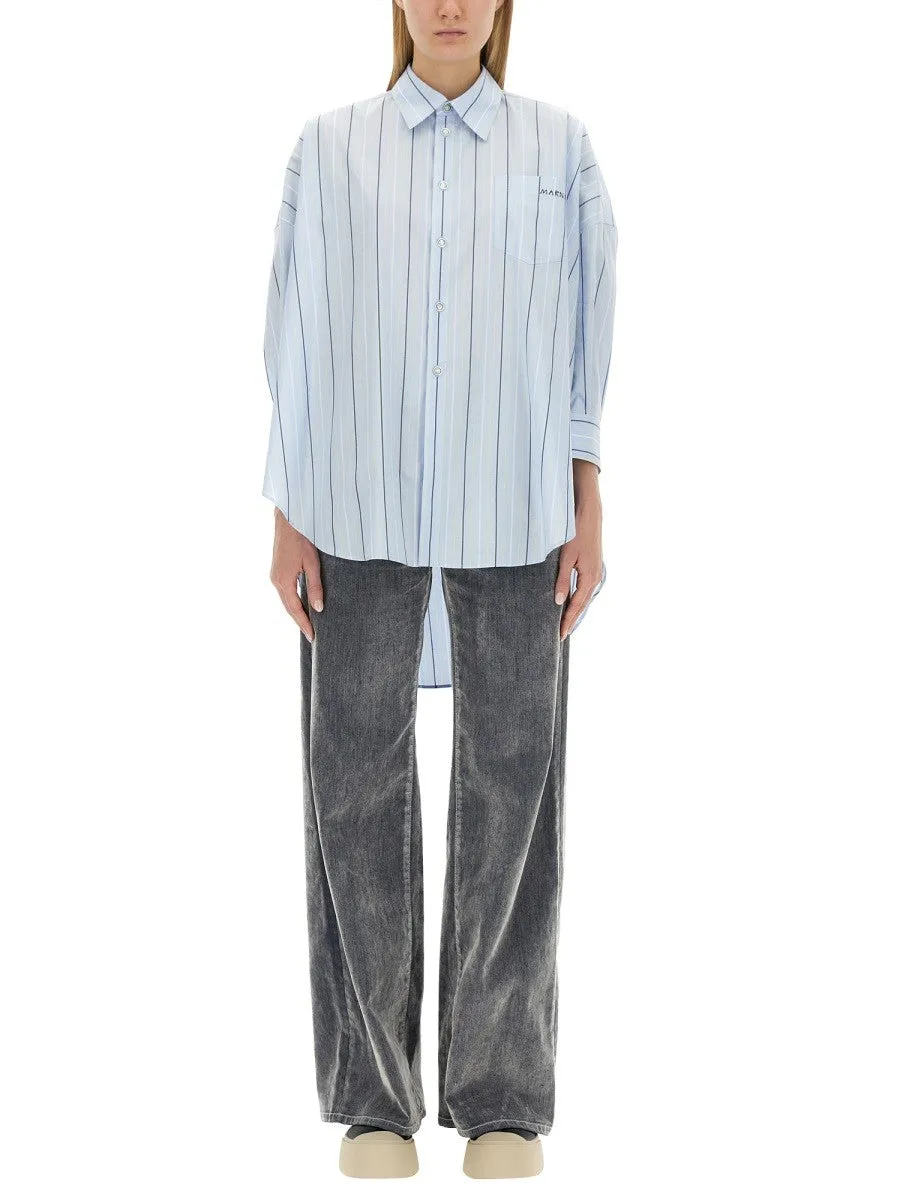 Marni ASYMMETRICAL STRIPED SHIRT sold by Siebentaschen