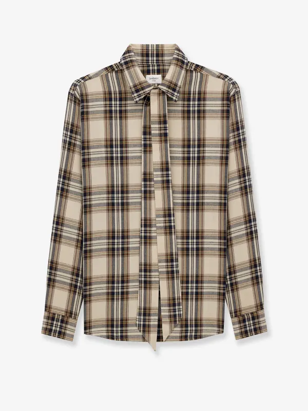 Saint Laurent Cotton tartan lavallière shirt sold by Siebentaschen