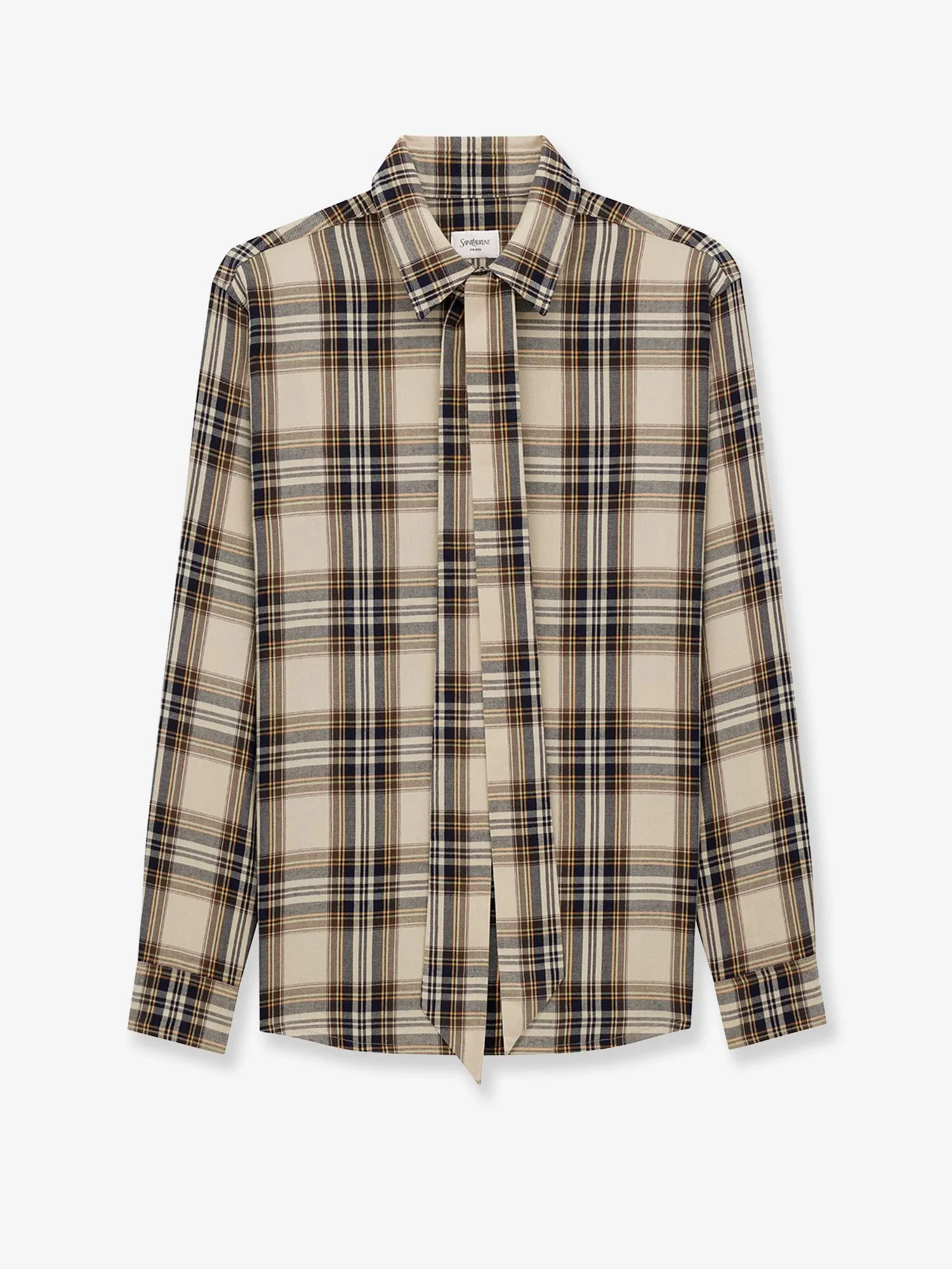 Saint Laurent Cotton tartan lavallière shirt sold by Siebentaschen