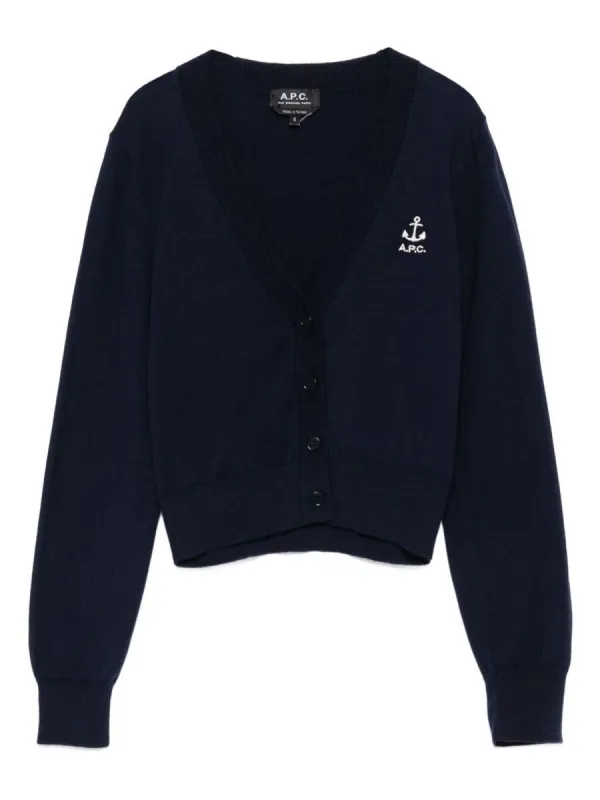 A.P.C. CARDIGAN WITH EMBROIDERED LOGO sold by Siebentaschen