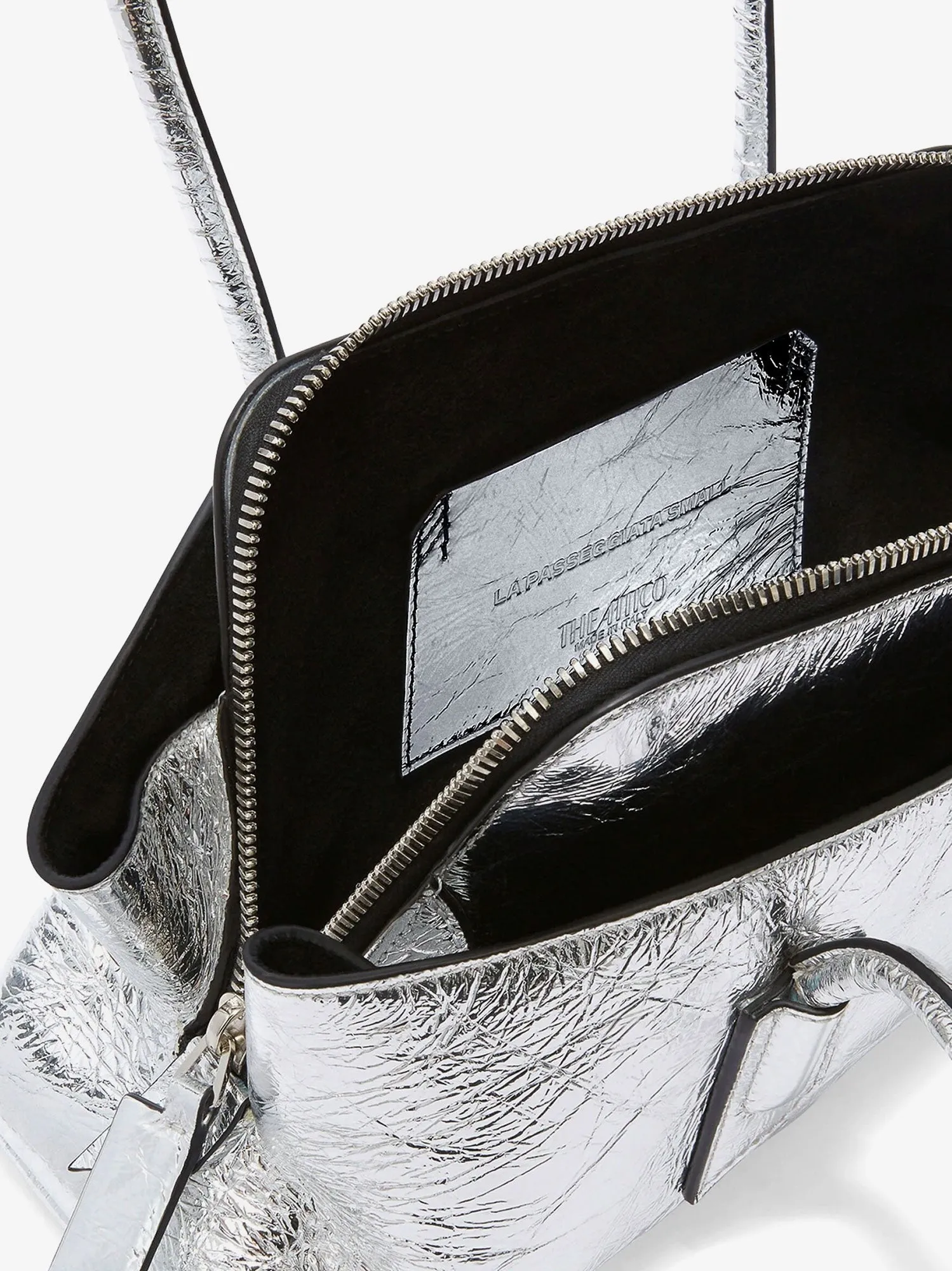 The Attico La Passeggiata Small laminated leather shoulder bag sold by Siebentaschen product image thumbnail 4