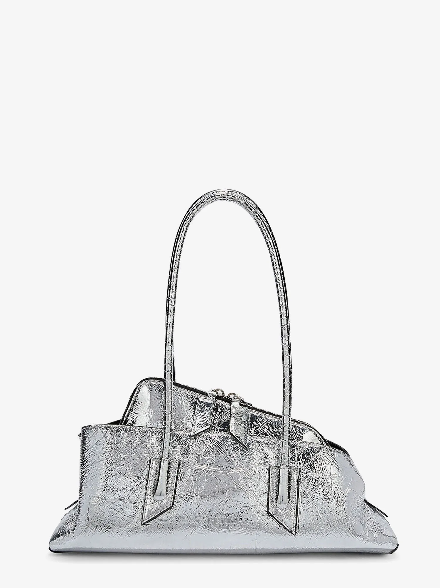 The Attico La Passeggiata Small laminated leather shoulder bag sold by Siebentaschen