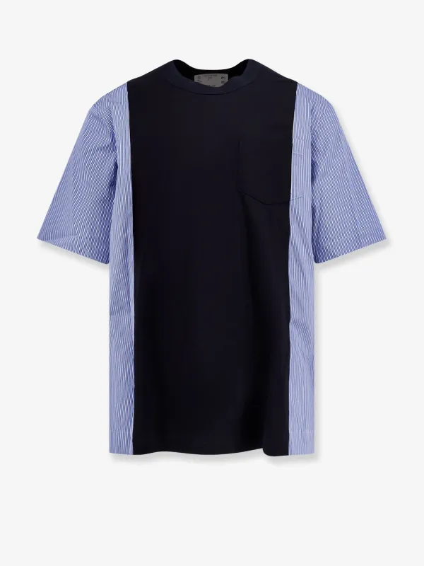 SACAI Cotton jersey T-shirt with popeline inserts sold by Siebentaschen