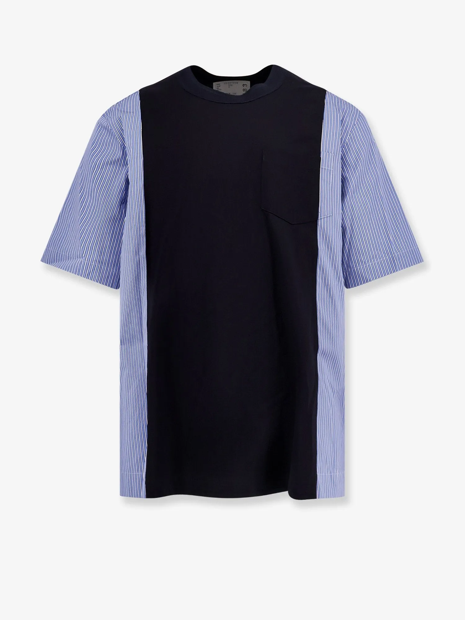 SACAI Cotton jersey T-shirt with popeline inserts sold by Siebentaschen