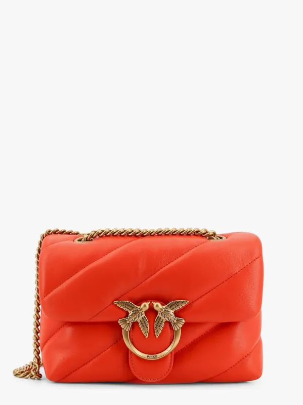 Pinko Matelassé leather shoulder bag with iconic love birds buckle sold by Siebentaschen