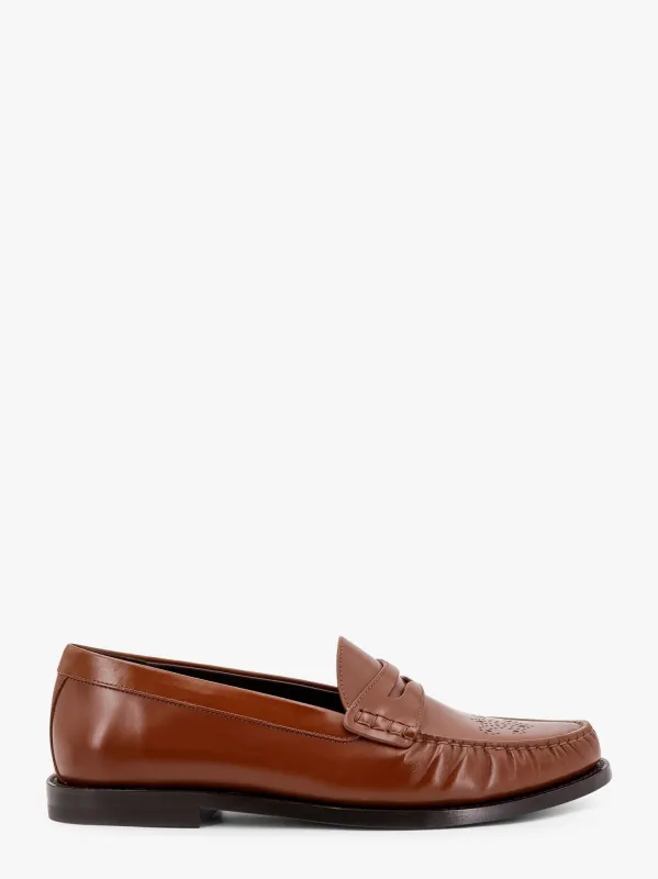 Celine Vivienne leather loafer with perforated triomphe logo sold by Siebentaschen