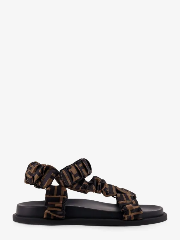 Fendi Feel elastic satin sandals with FF motif sold by Siebentaschen
