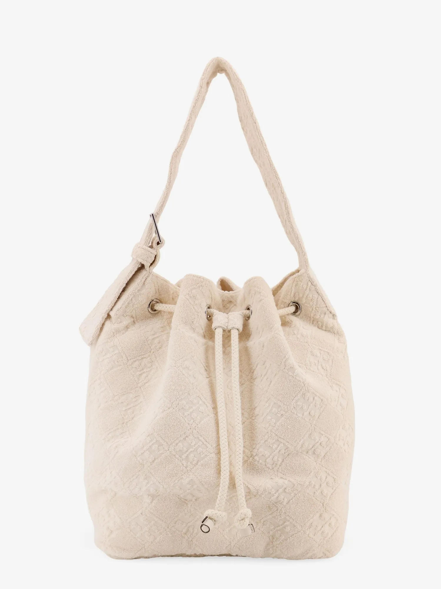 Tory Burch T Monogram Terry canvas bucket bag sold by Siebentaschen