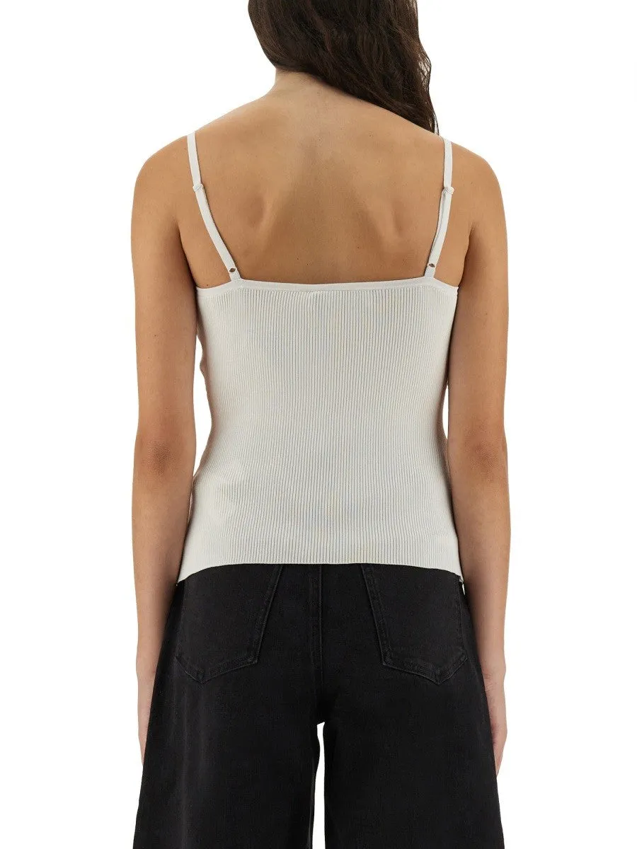 SELF-PORTRAIT RIBBED KNIT TOP WITH LACE sold by Siebentaschen