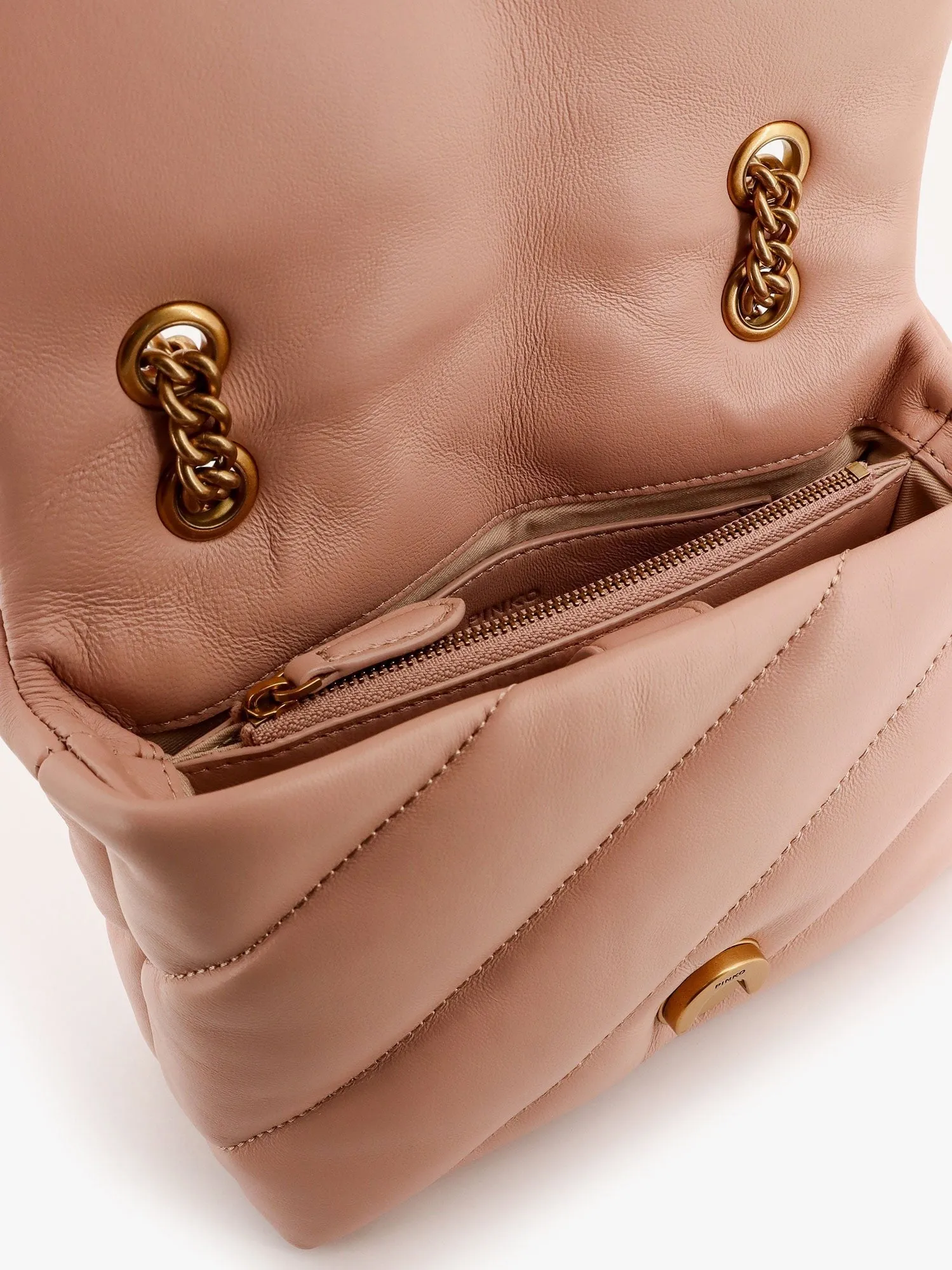 Pinko Matelassé leather shoulder bag with iconic love birds buckle sold by Siebentaschen product image thumbnail 4