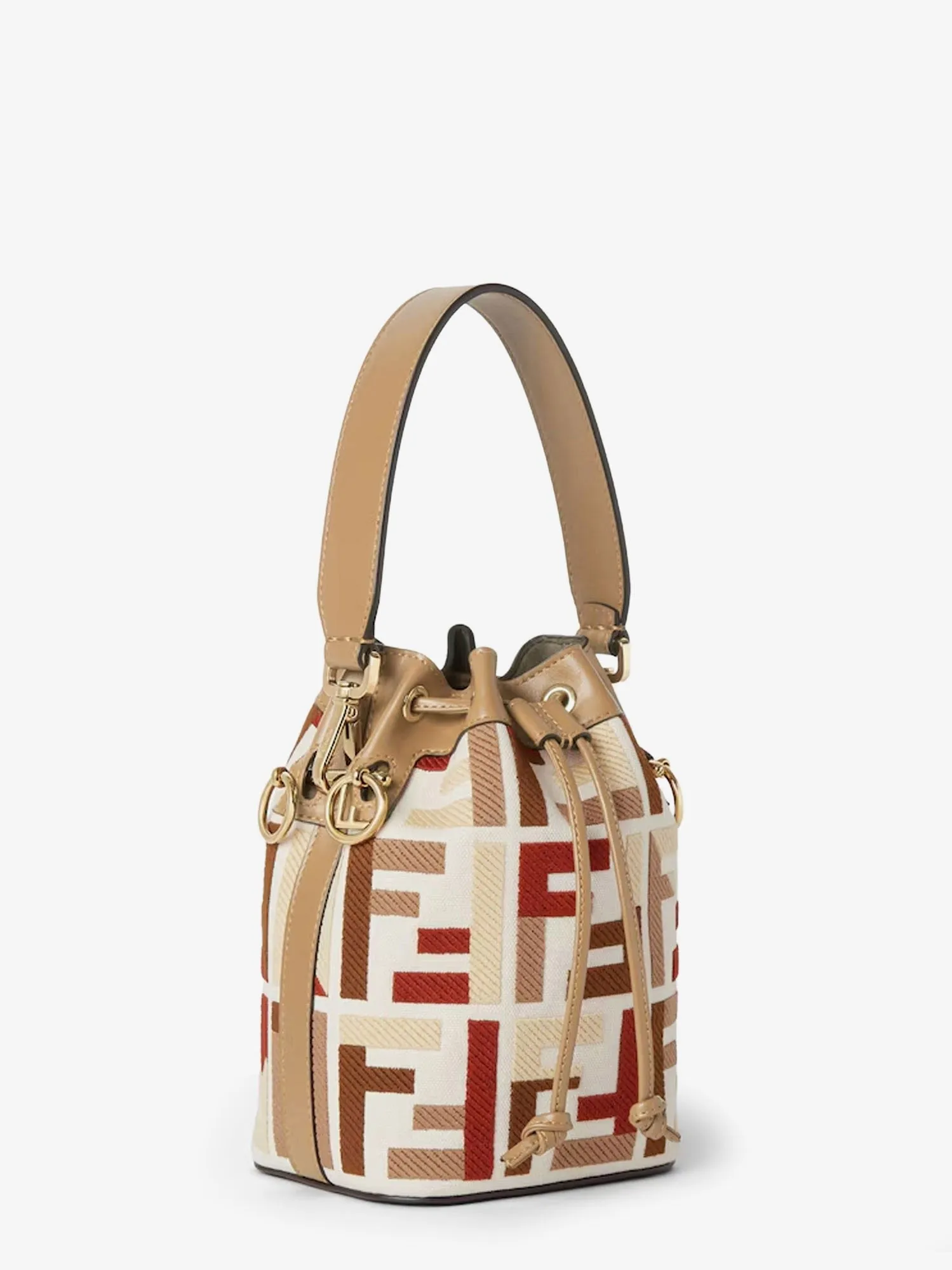 Fendi Mon Tresor FF jacquard fabric and leather bucket bag sold by Siebentaschen product image thumbnail 3