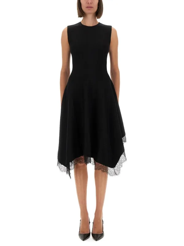 Alexander Mcqueen ASYMMETRICAL DRESS WITH LACE DETAILING made by Alexander McQueen