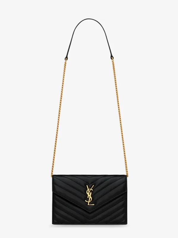 Saint Laurent Envelope matelassé lather shoulder bag sold by Siebentaschen