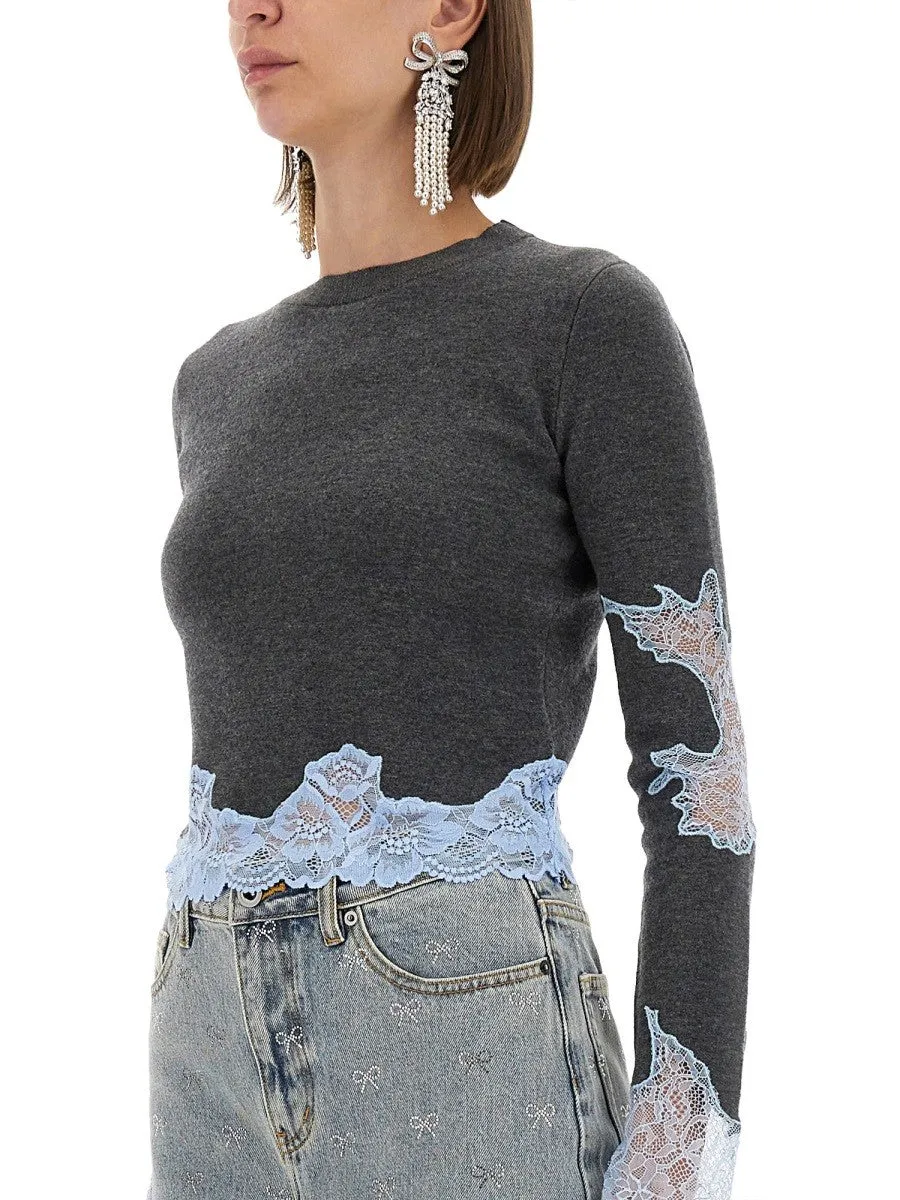 SELF-PORTRAIT JERSEY WITH LACE INSERTS sold by Siebentaschen product image thumbnail 4