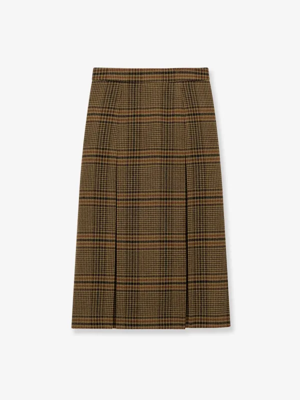 Saint Laurent Prince of Wales certified virgin wool skirt sold by Siebentaschen