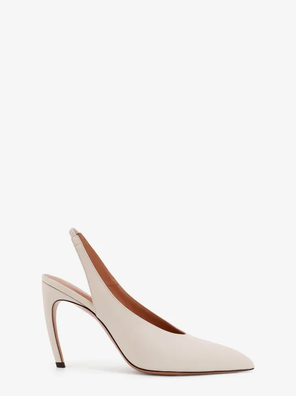 The Attico Viper leather slingback pumps sold by Siebentaschen