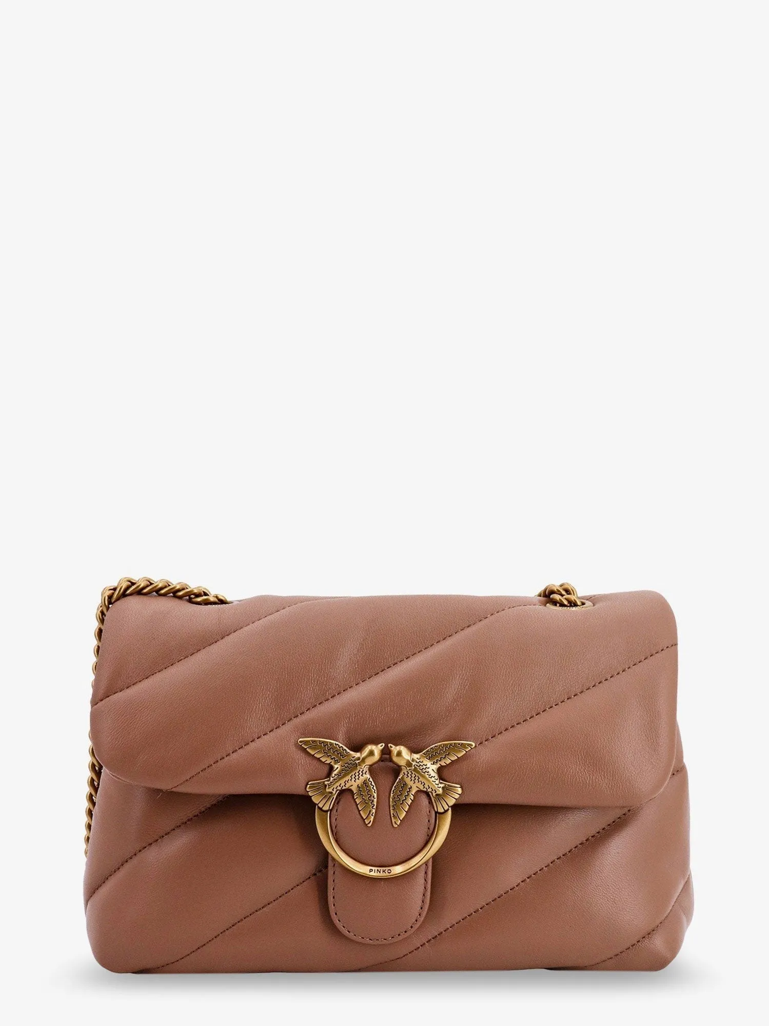 Pinko Love Puff Classic matelassé leather shoulder bag sold by Siebentaschen
