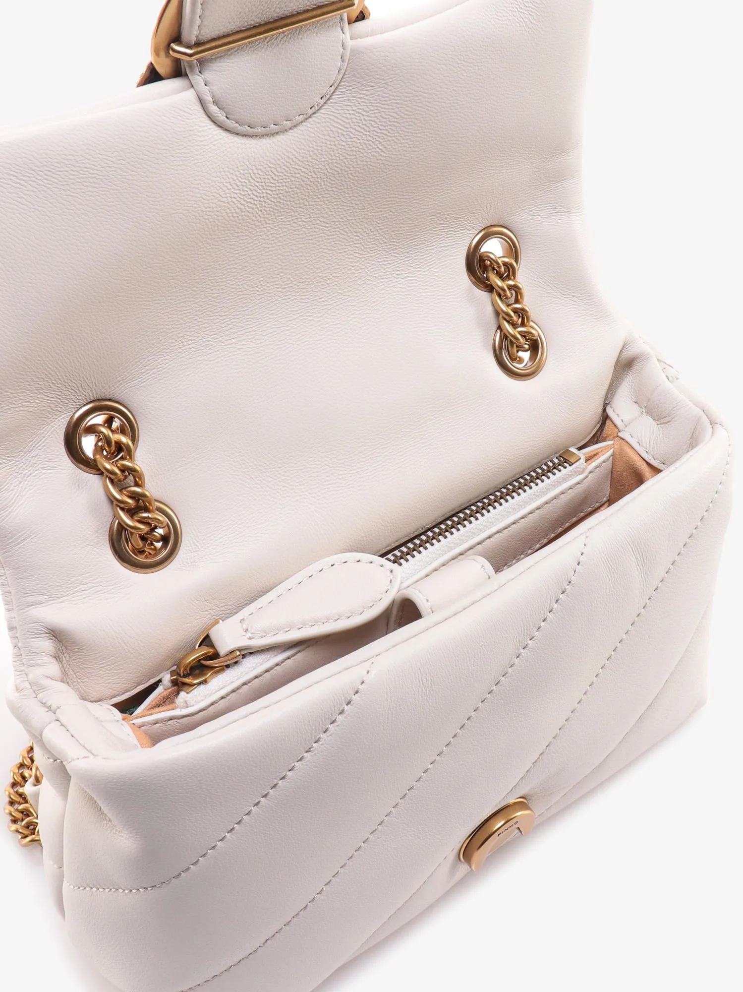 Pinko Matelassé leather shoulder bag with iconic love birds buckle sold by Siebentaschen product image thumbnail 4