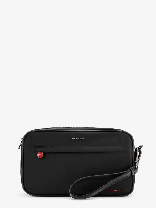 KITON CIRO PAONE Nylon clutch bag with iconic logo embroidery made by Siebentaschen