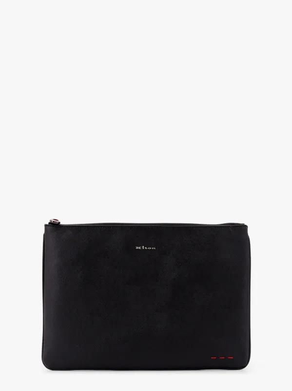 KITON CIRO PAONE Nylon clutch bag with iconic logo embroidery sold by Siebentaschen