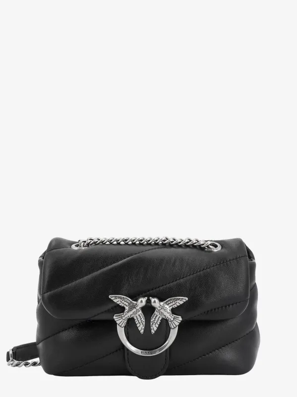 Pinko Matelassé leather shoulder bag with iconic love birds buckle sold by Siebentaschen