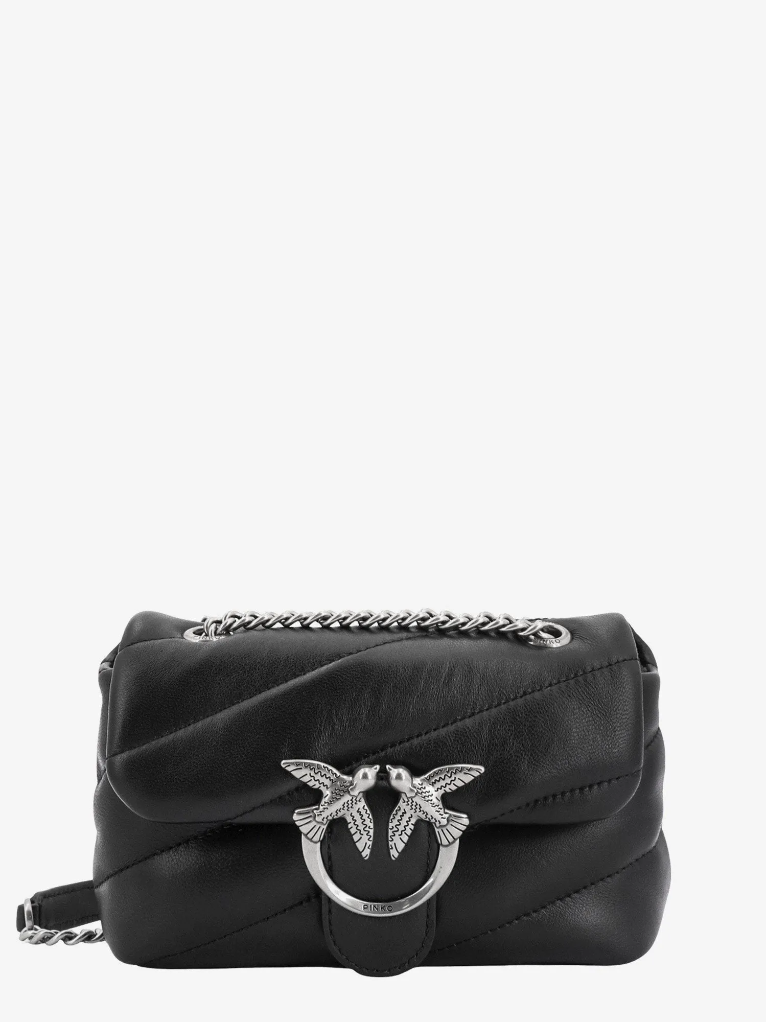 Pinko Matelassé leather shoulder bag with iconic love birds buckle sold by Siebentaschen