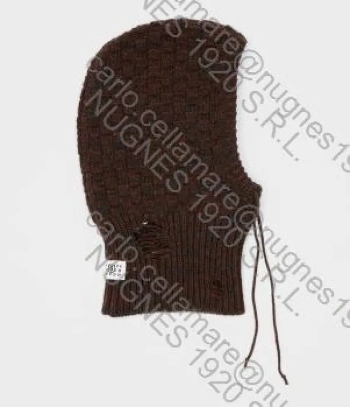 MM6 MAISON MARGIELA Wool blend balaclava with distressed effect sold by Siebentaschen