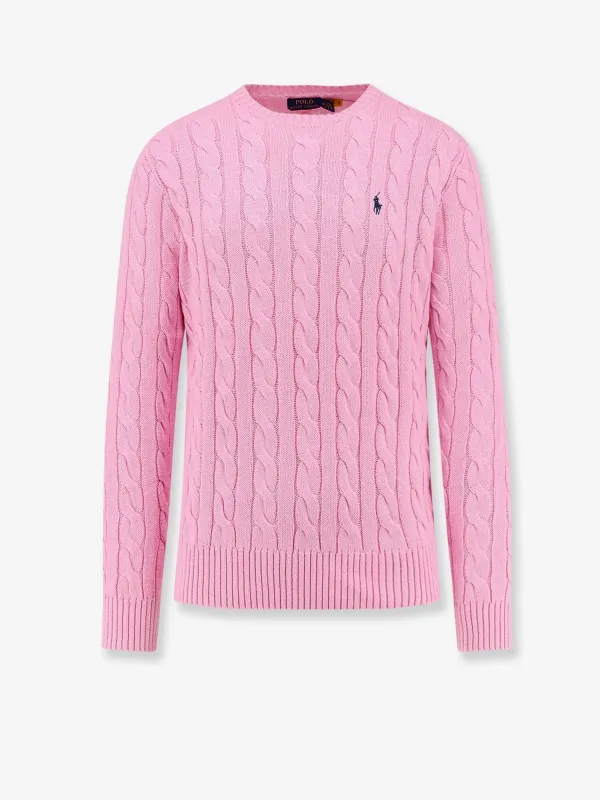 Polo Ralph Lauren Cable knit cotton sweater with iconic logo sold by Siebentaschen