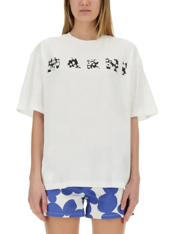 Marni COTTON T-SHIRT WITH LOGO sold by Siebentaschen