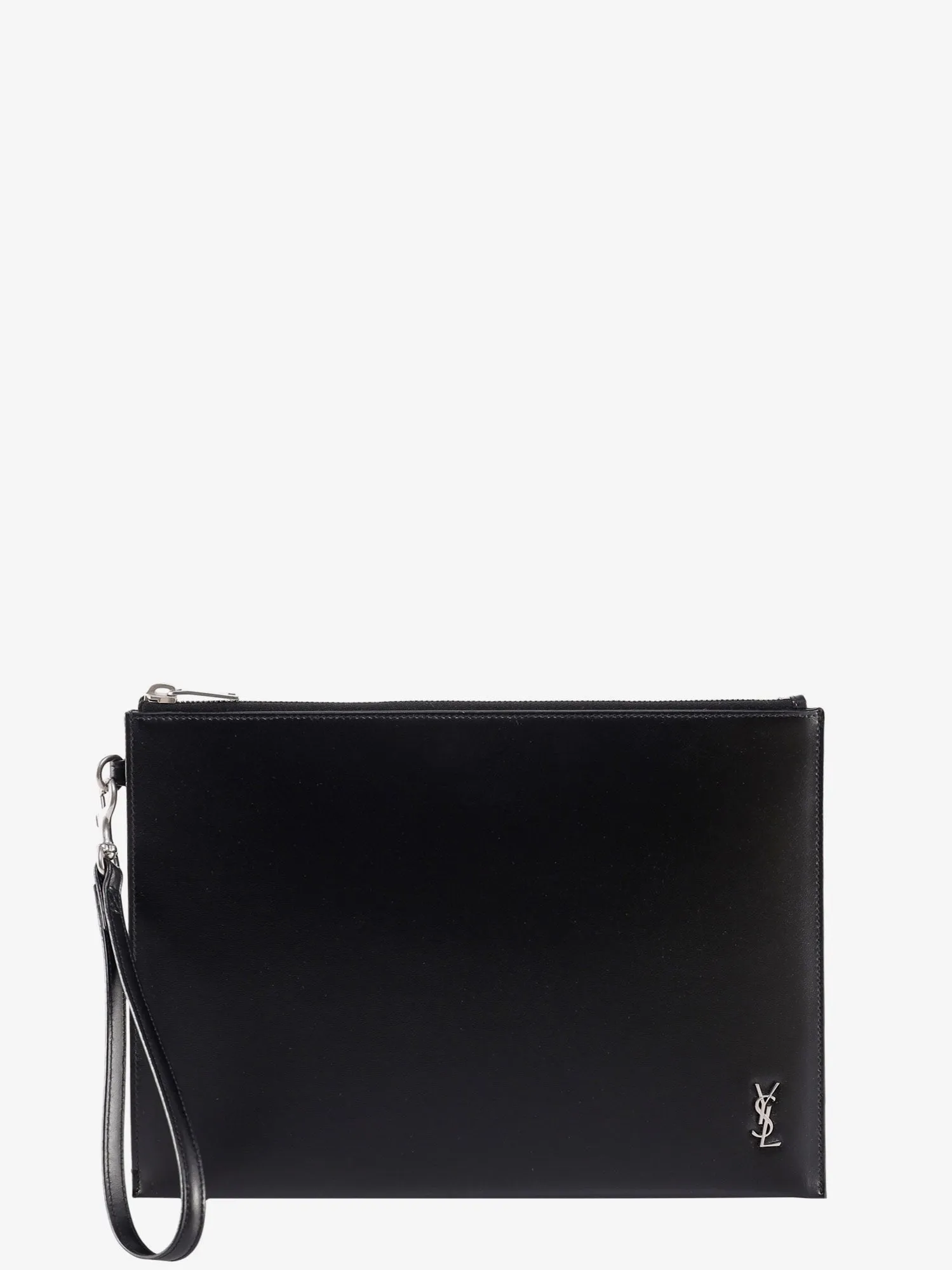 Saint Laurent Leather clutch with Monogram detail sold by Siebentaschen