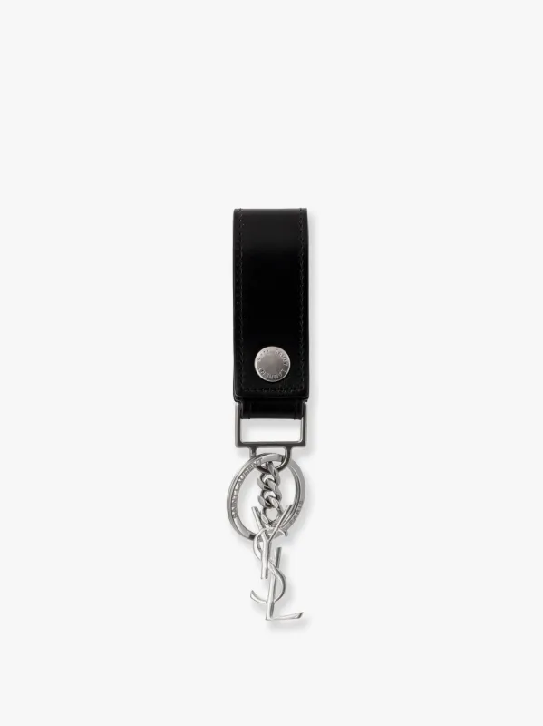 Saint Laurent Cassandre leather key ring sold by Siebentaschen