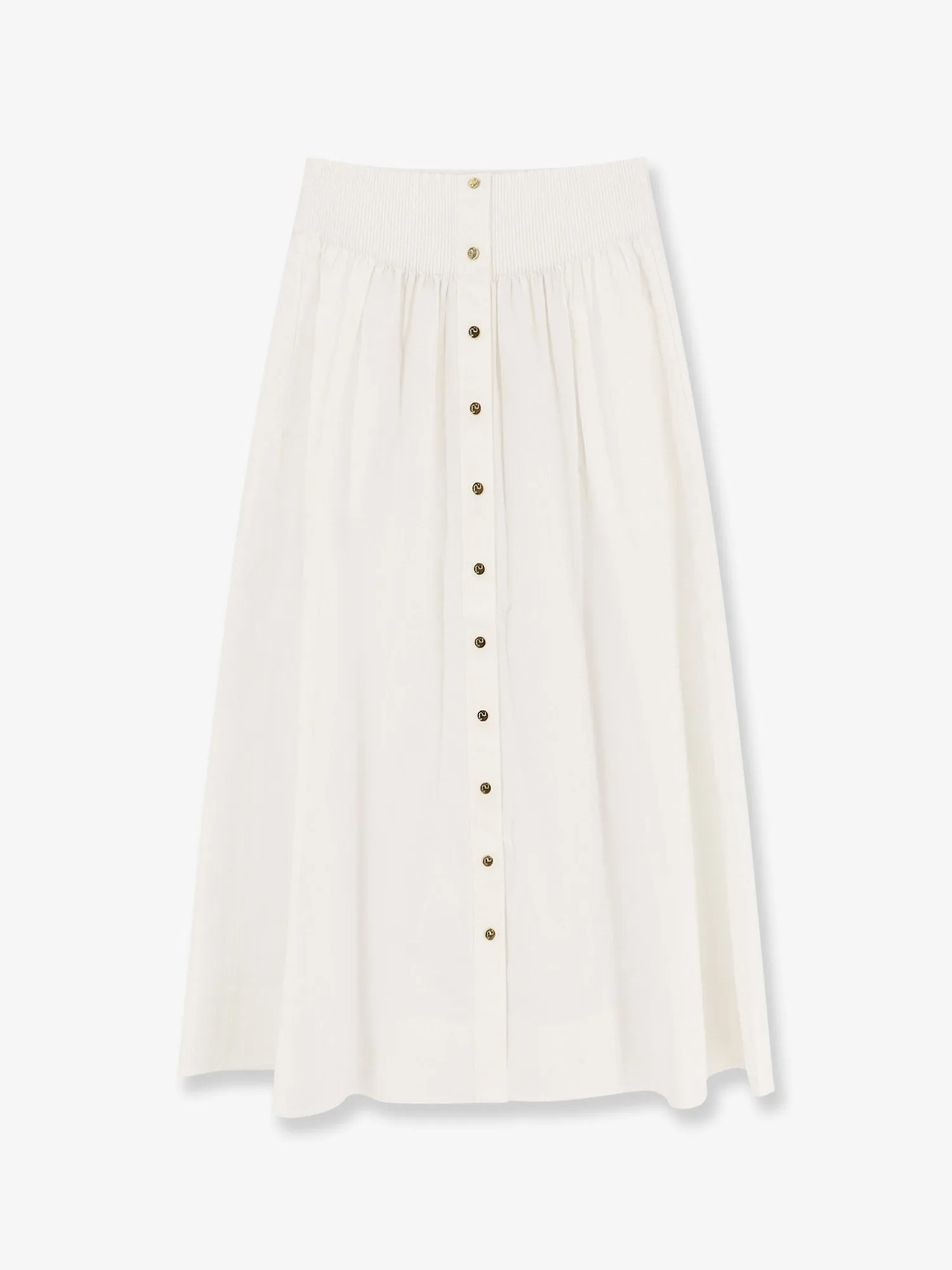 Tory Burch Cotton skirt with logoed buttons sold by Siebentaschen