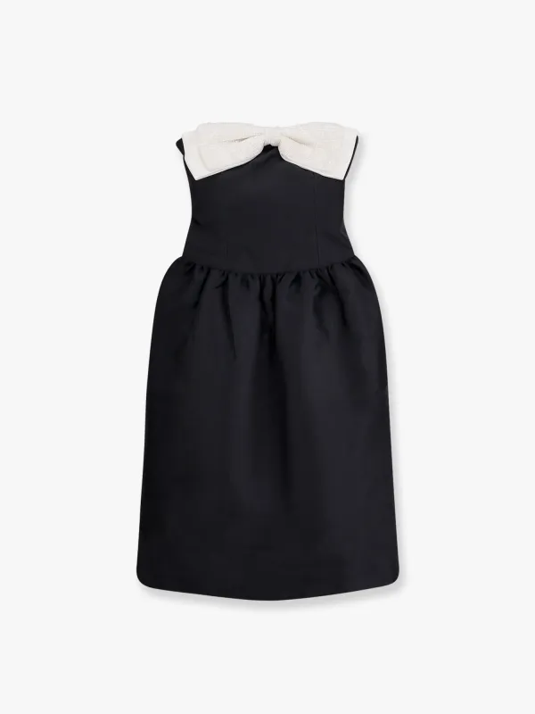 SELF PORTRAIT Taffeta' décolleté dress with maxi bow sold by Siebentaschen