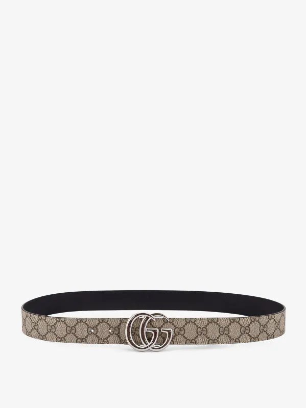 Gucci Reversible leather and Supreme GG fabric belt sold by Siebentaschen