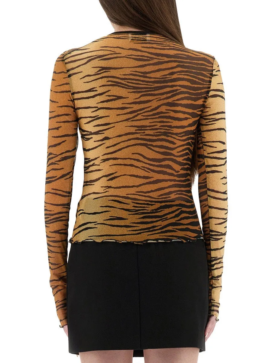 MOSCHINO JEANS MESH TOP WITH ANIMAL PRINT sold by Siebentaschen