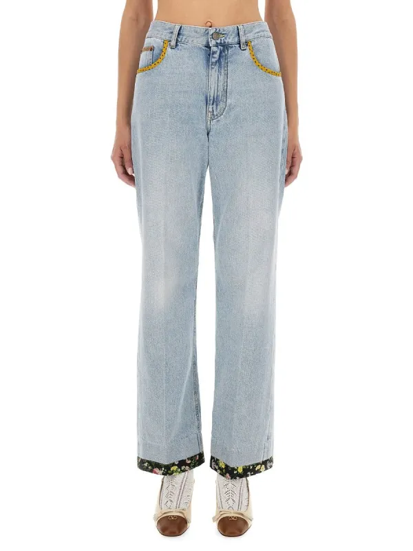 Valentino EMBROIDERED DENIM PANTS sold by Siebentaschen